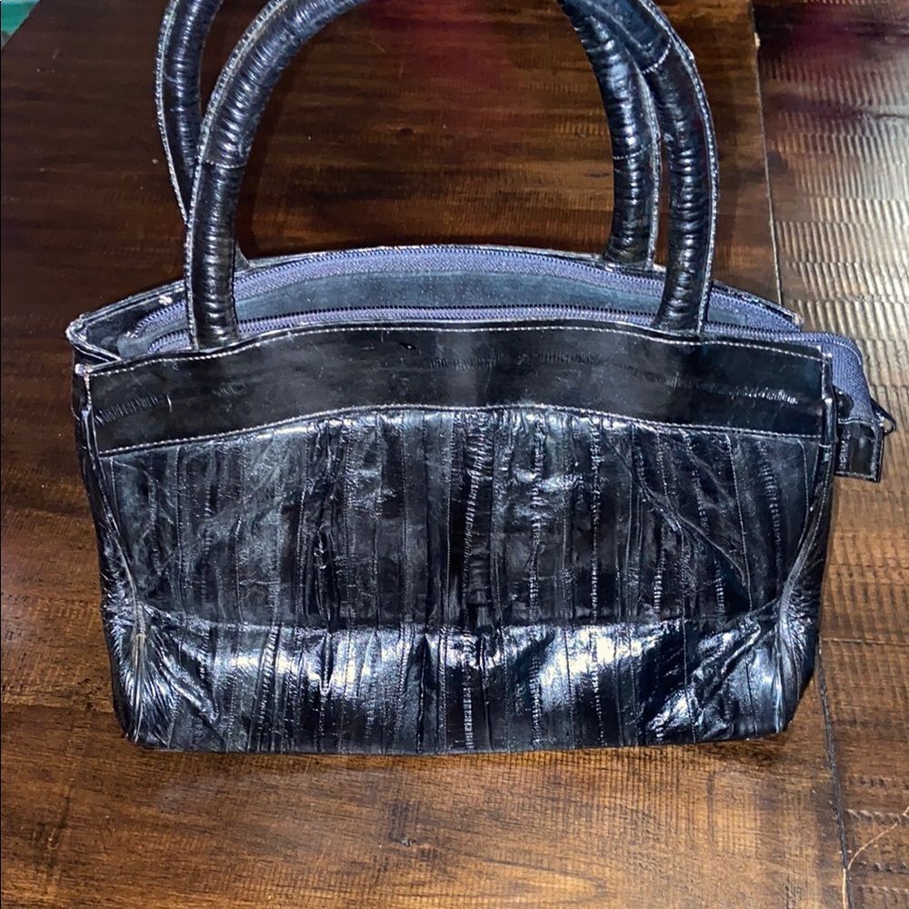 Vintage Black Eel skin Handbag made in Korea